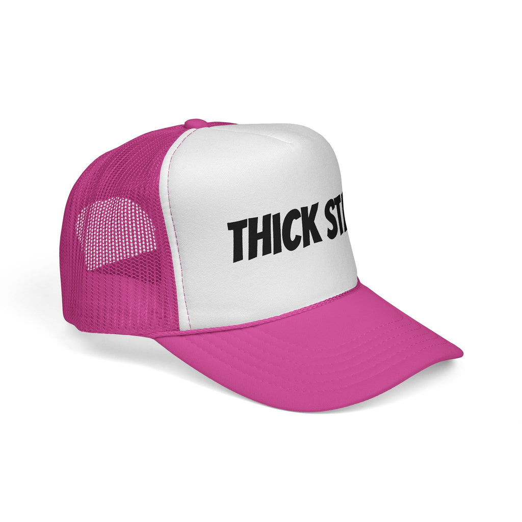 Thick Star Trucker Hat — Retro Bold Script Mesh Cap