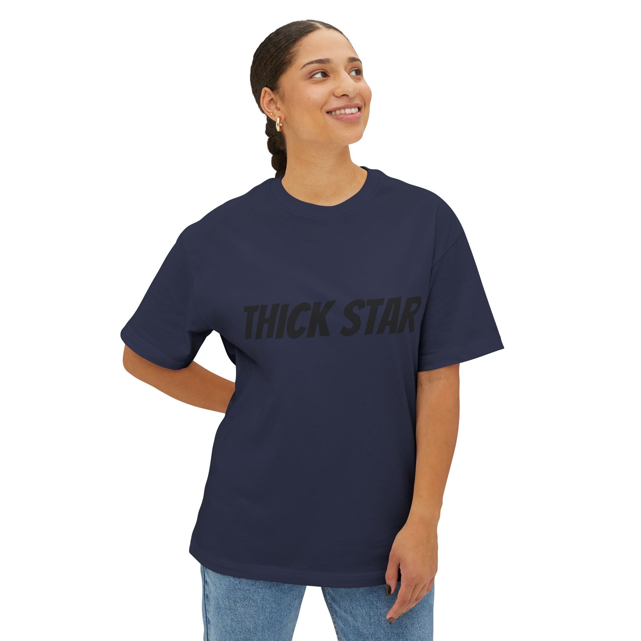 Thick Star Boxy Tee — Minimal Graphic Oversized T-Shirt