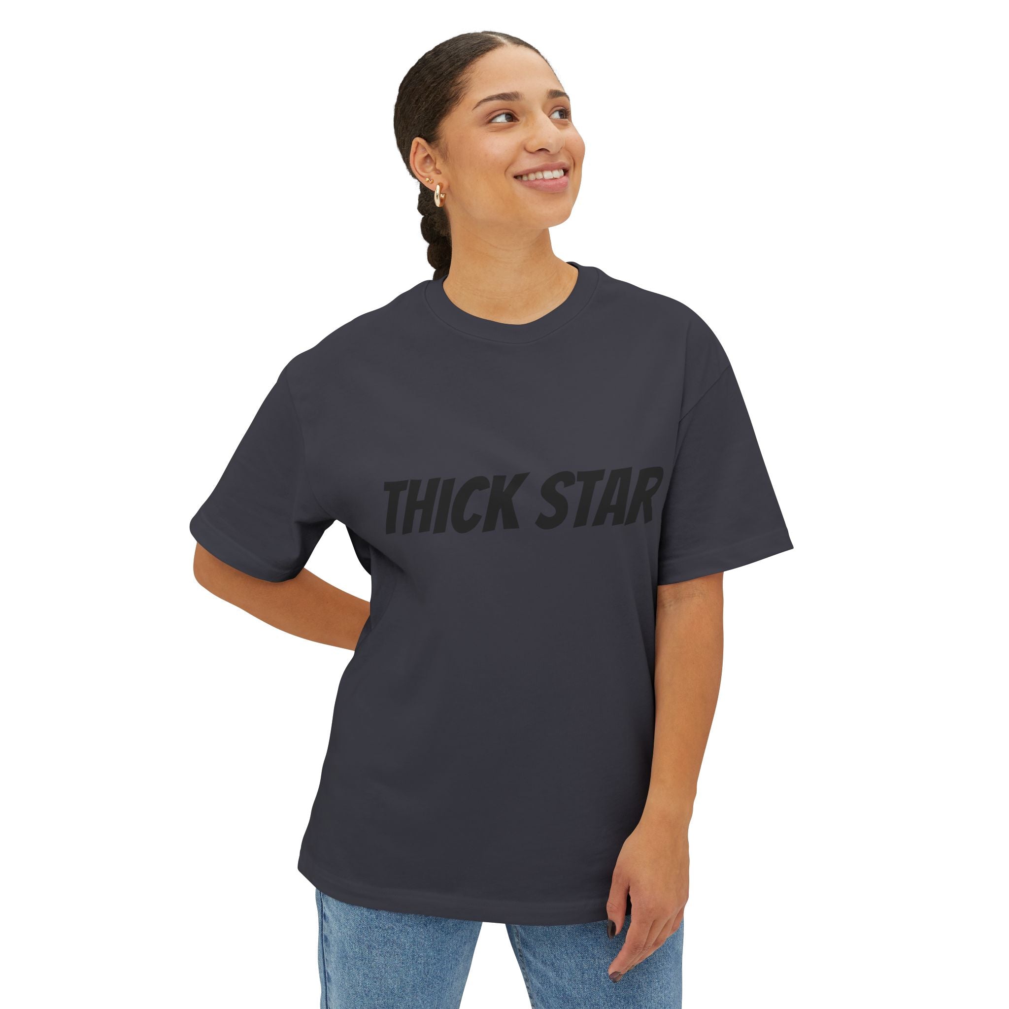 Thick Star Boxy Tee — Minimal Graphic Oversized T-Shirt